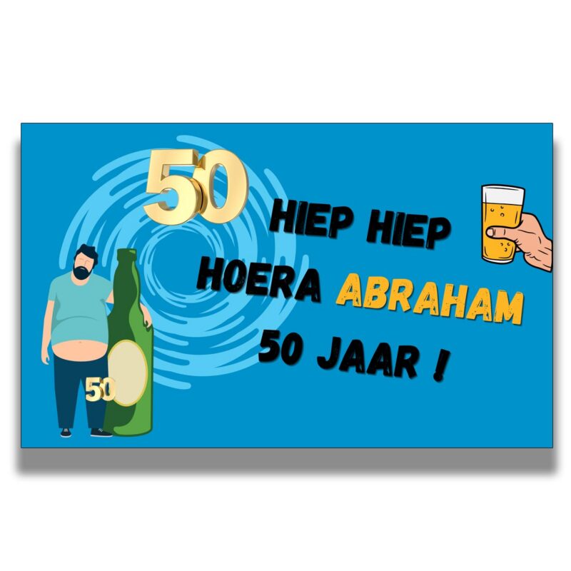 Abraham spandoek 50 jaar bierliefhebber – grappige verjaardag versiering met bierfles, bierglas en feestelijke tekst